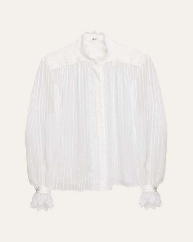 Tonal Striped Silk Blouse